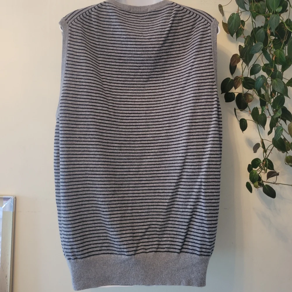 J. Crew Cotton / Cashmere Pullover Sweater Vest 90534 Striped eclectic grandpa